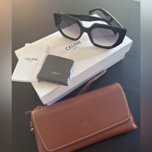 CelineTriomphe Butterfly Black Oversized Sunglasses Gradient Lenses - Picture 1 of 9